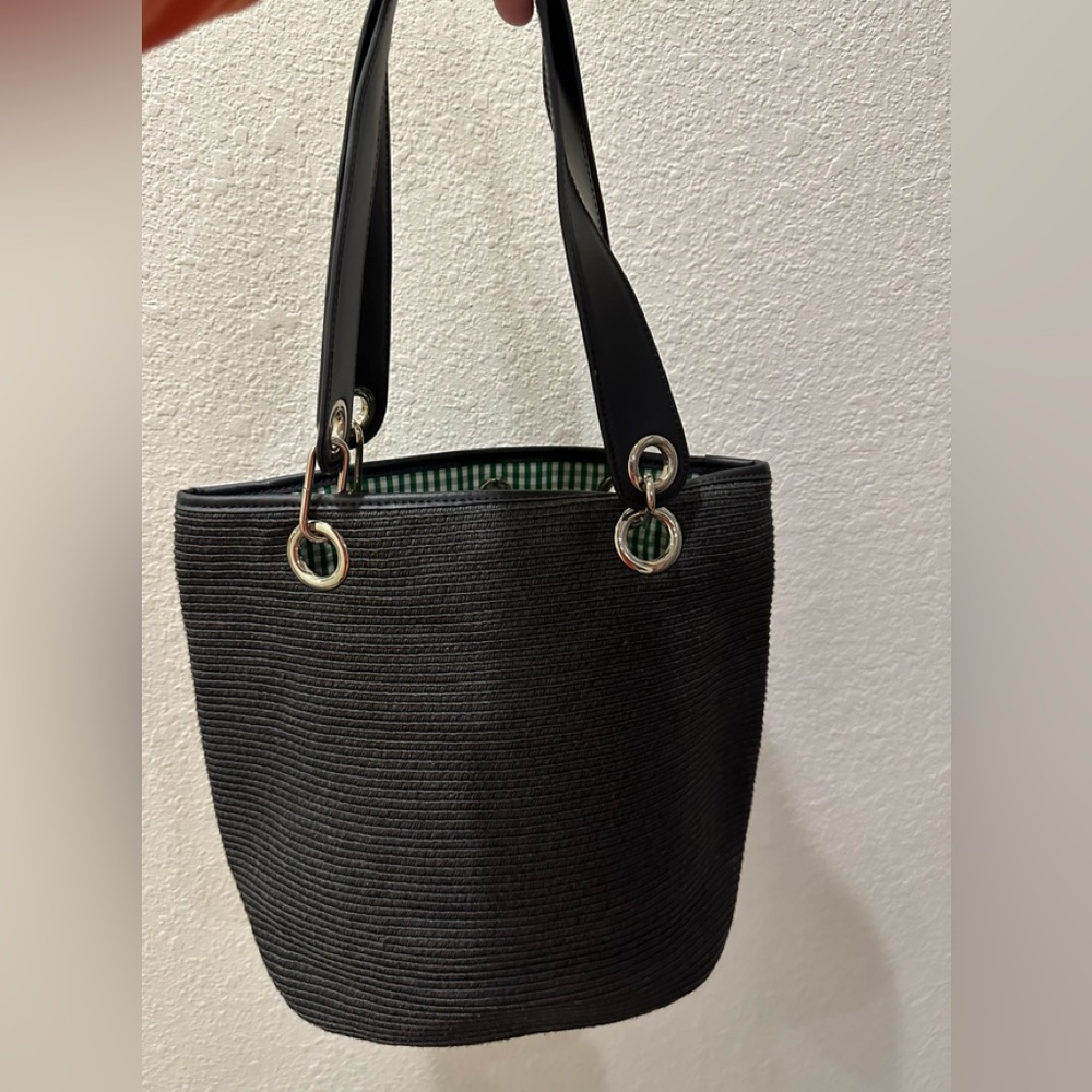 Talbots black straw purse